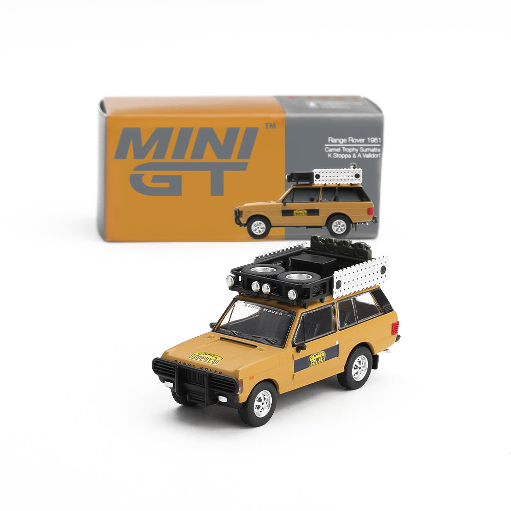 Mini GT 1.64 Range Rover 1981 - Camel Trophy Sumatra K.Stoppa & A.Valladorf Main image
