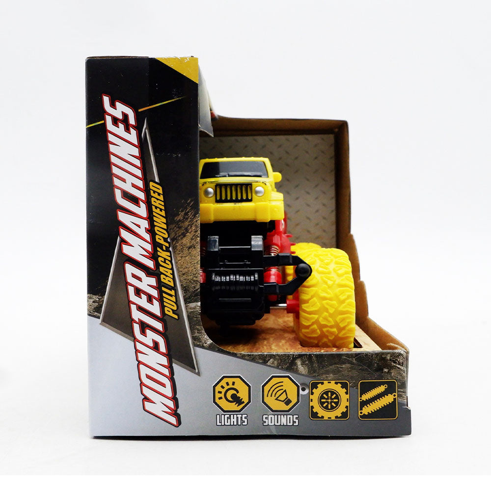 Dream Machine Monster Machine Pull Back-Powered Vehicle (Yellow)