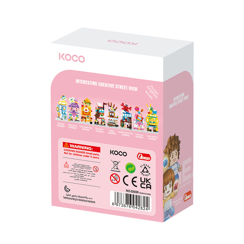 Koco Bricks 02039 Interesting Creative Street View Cake Shop, Ages 6+, Building Blocks 286 Pieces