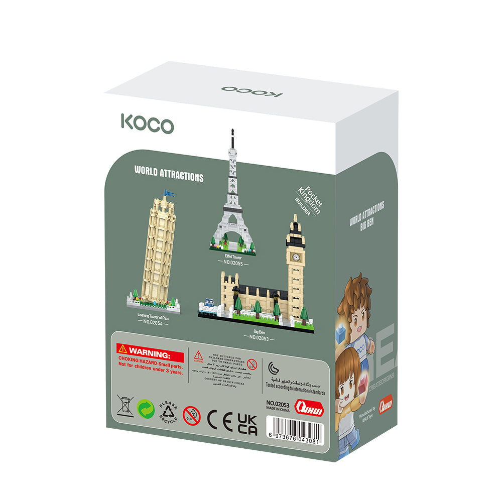 Koco Bricks 02053 World Attractions Big Ben, Ages 6+, Building Blocks 523 Pieces