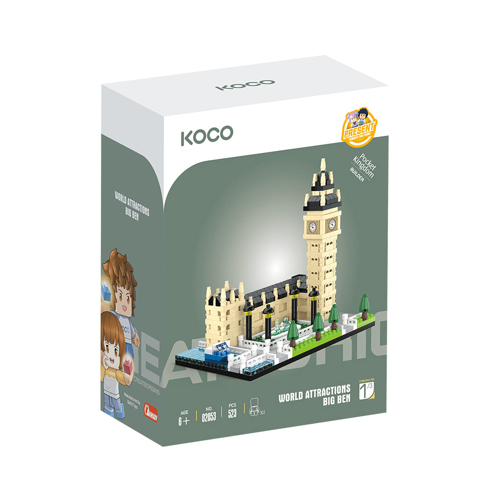 Koco Bricks 02053 World Attractions Big Ben, Ages 6+, Building Blocks 523 Pieces