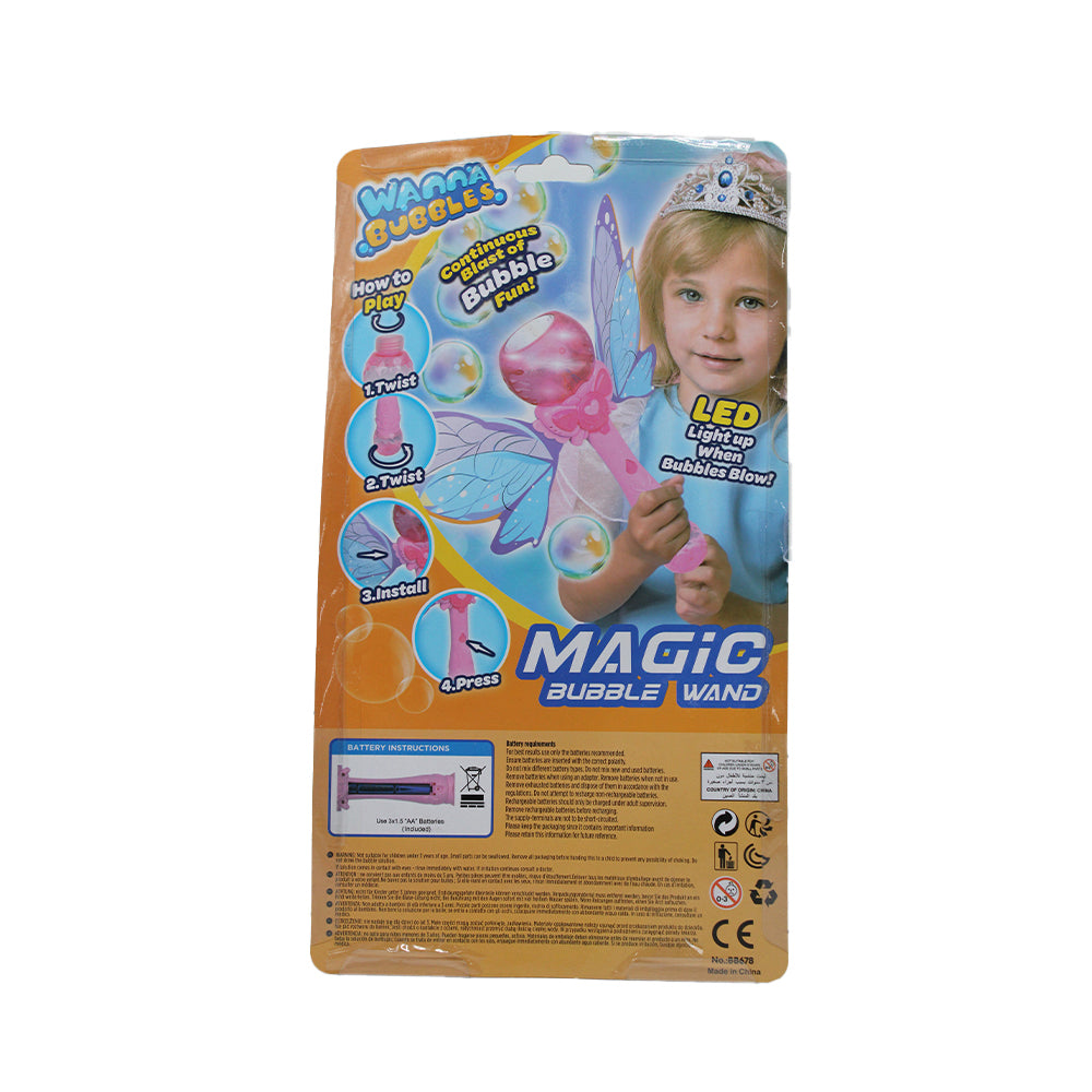 Wanna Bubbles Butterfly Magic Bubble Wand with 2 x 50ml Bubble Solution