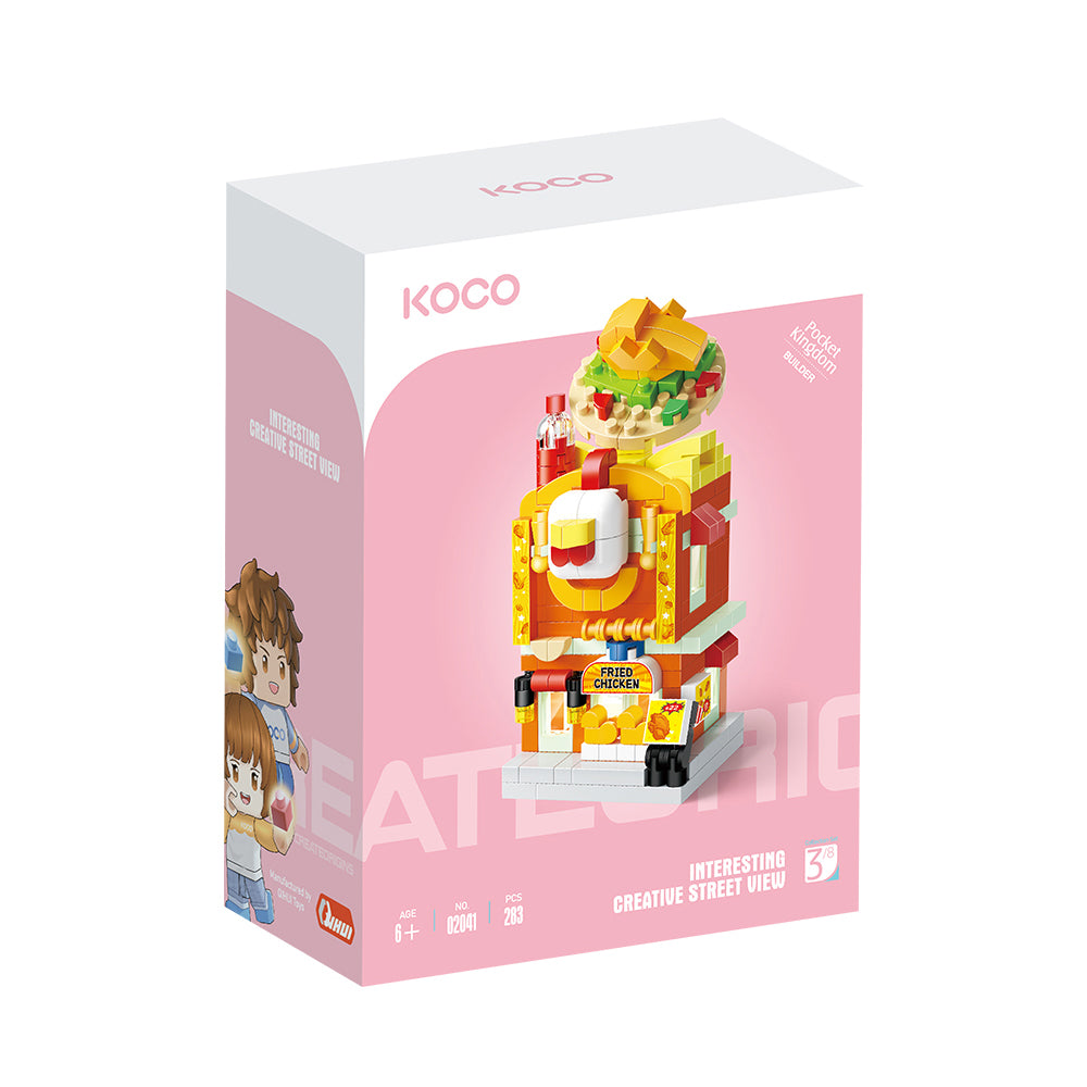 Koco Bricks 02041 Interesting Creative Street View Fried Chicken, Ages 6+, Building Blocks 283 Pieces