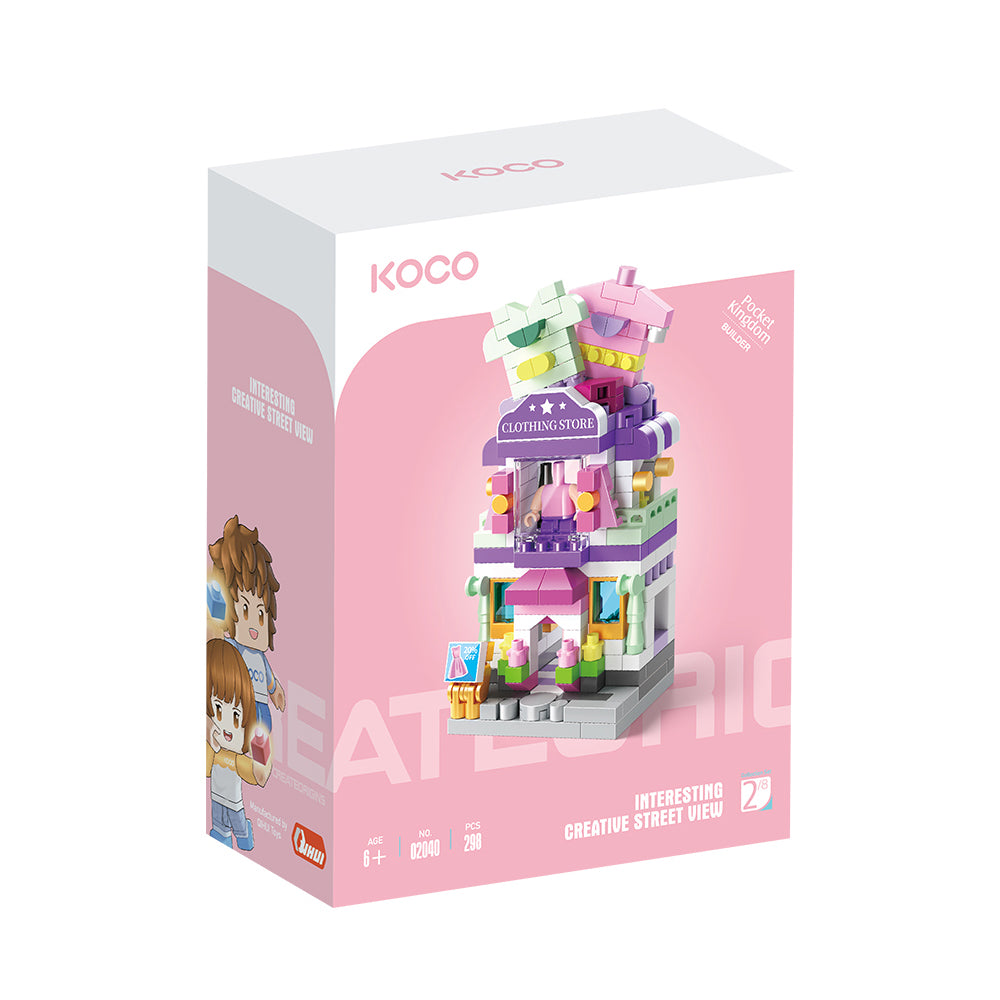 Koco Bricks 02040 Interesting Creative Street View Clothing Store, Ages 6+, Building Blocks 298 Pieces