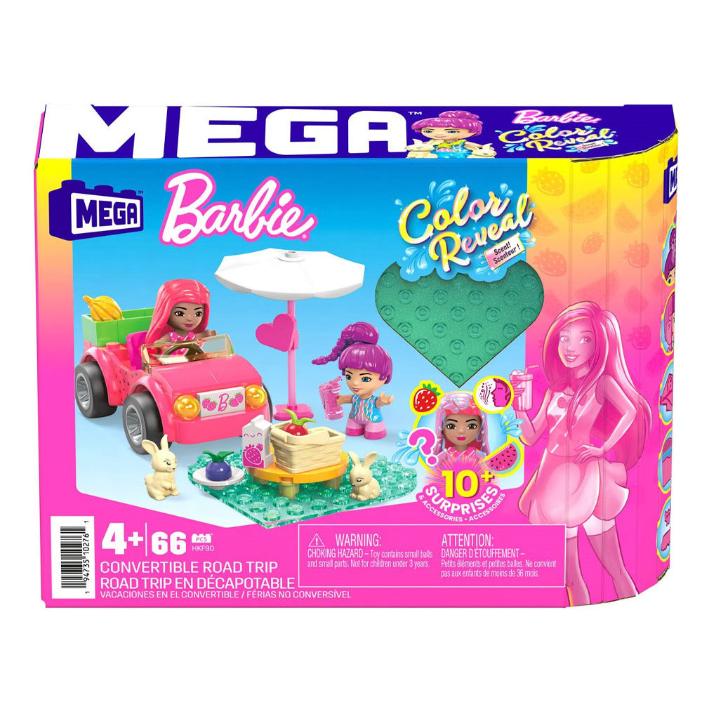 MEGA™ Barbie Color Reveal HKF90 Convertible Road Trip, Ages 4+, Building Blocks (66pcs)