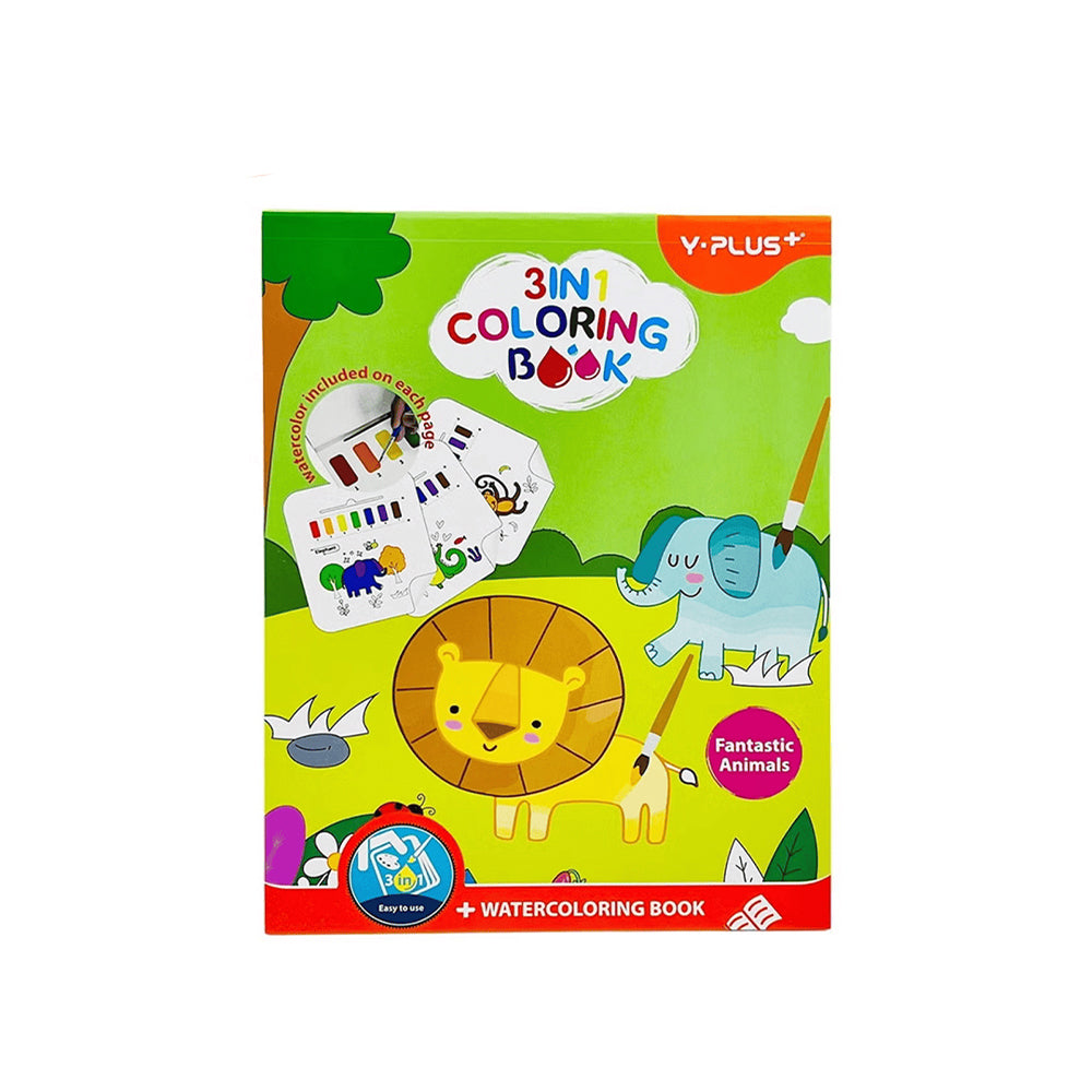 Y-Plus Fantastic Animals 3-in-1  Water Coloring Book