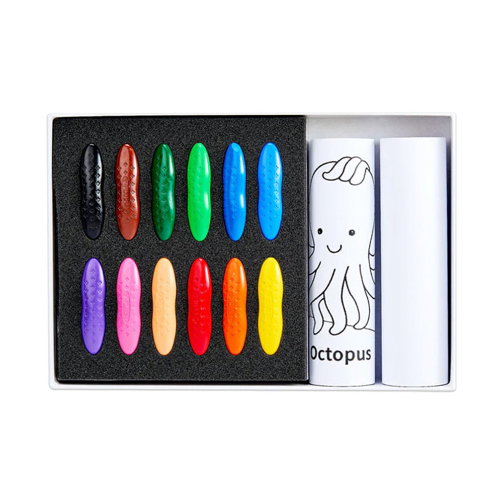 Y-Plus Peanut Crayon Pnut-Man Clean Hand Coloring Set - 12 Colors