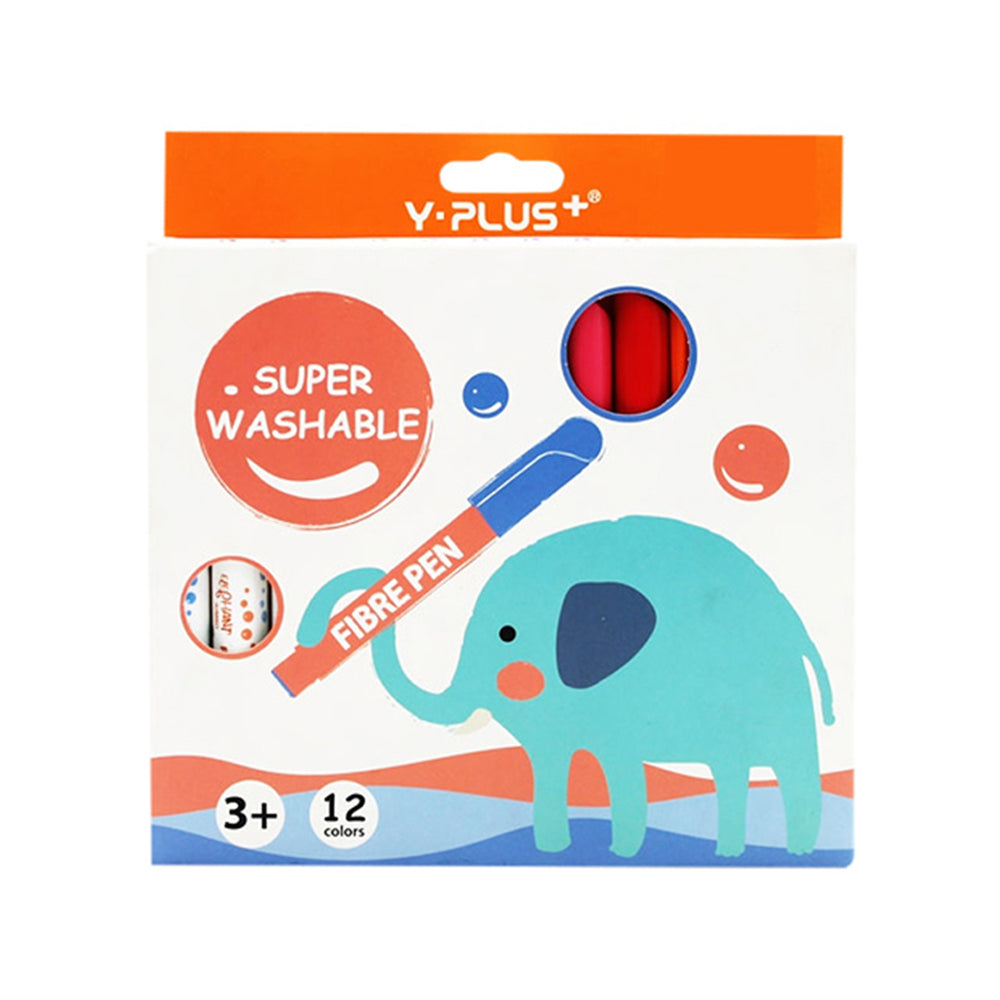 Y-Plus Elephant Washable Fibre Pen Jumbo - 12 Colors