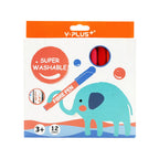 Y-Plus Elephant Washable Fibre Pen Jumbo - 12 Colors