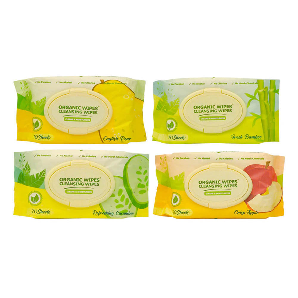 Organic Wipes Cleansing Wipes 70s Assorted (Pack of 4)