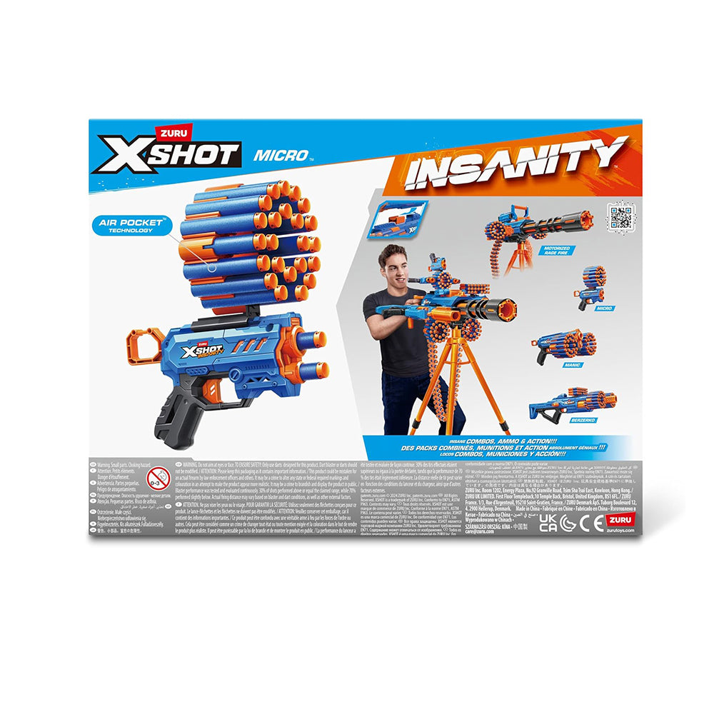 Zuru X-shot Insanity Micro Air Blaster 24 Air Pocket Darts, Ages 8+