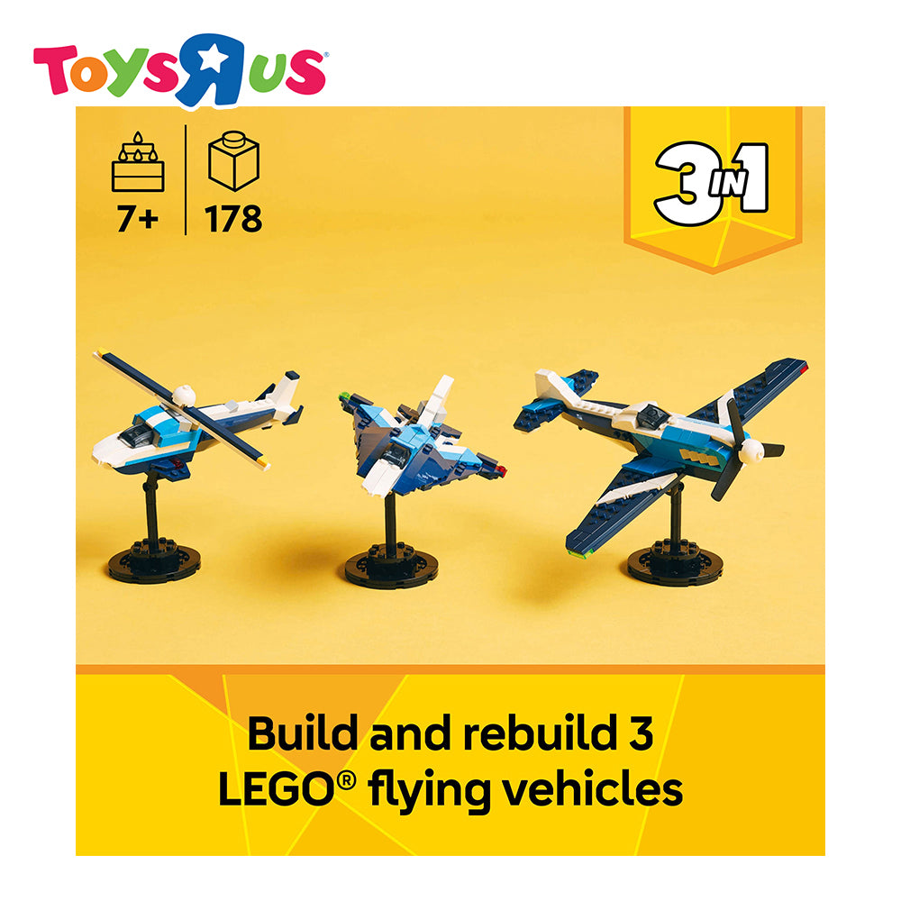 LEGO® Creator 31160 3in1 Aircraft: Race Plane, Ages 7+, Building Blocks (178 Pieces)