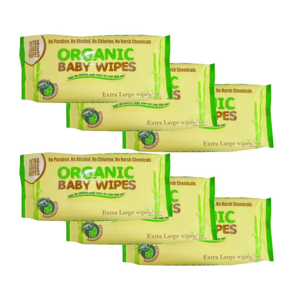 Organic Baby Wipes 50's Extra Large Wipes Pack of 6