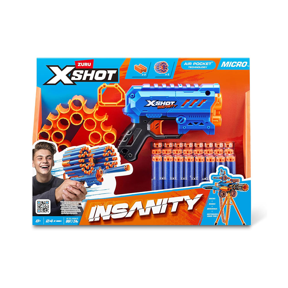 Zuru X-shot Insanity Micro Air Blaster 24 Air Pocket Darts, Ages 8+