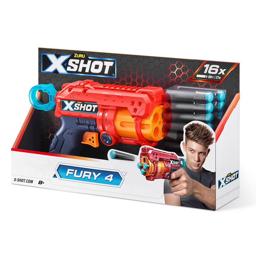 X-SHOT Excel Fury 4, 36377, Age 8+, 16 Foam darts