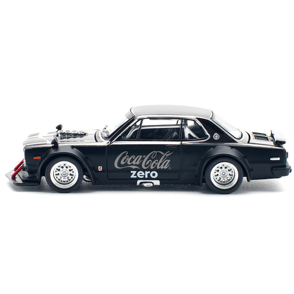 Pop Race x Tiny 1:64 Nissan Skyline GT-R V8 Drift (Hakosuka), Coca-Cola Edition, Black