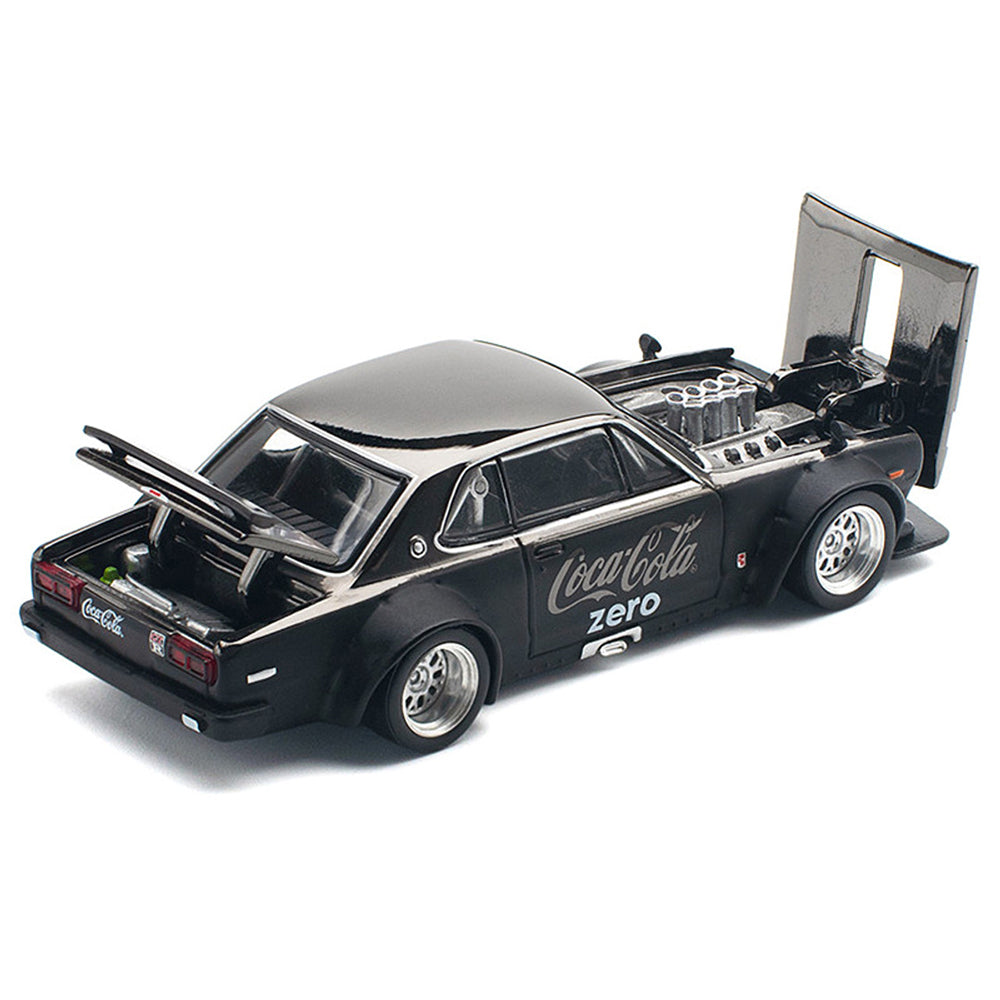 Pop Race x Tiny 1:64 Nissan Skyline GT-R V8 Drift (Hakosuka), Coca-Cola Edition, Black