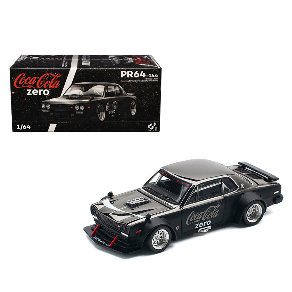 Pop Race x Tiny 1:64 Nissan Skyline GT-R V8 Drift (Hakosuka), Coca-Cola Edition, Black
