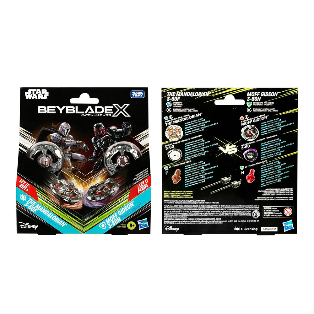 Takara Tomy Beyblade X Star Wars Set - The Mandalorian 3-60F and Moff Gideon 3-80N