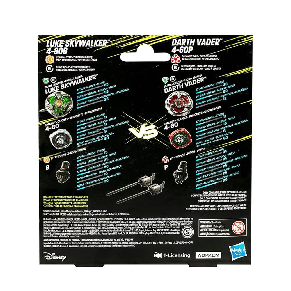 Takara Tomy Beyblade X Star Wars Set - Luke Skywalker 4-80B and Darth Vader 4-60P