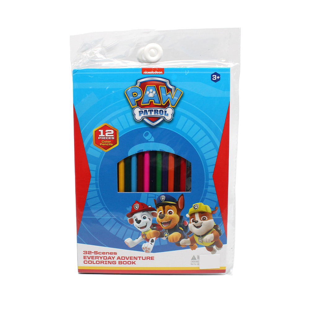 Paw Patrol 12 Pieces Color Pencils 32-Scenes Everyday Adventure Coloring Book