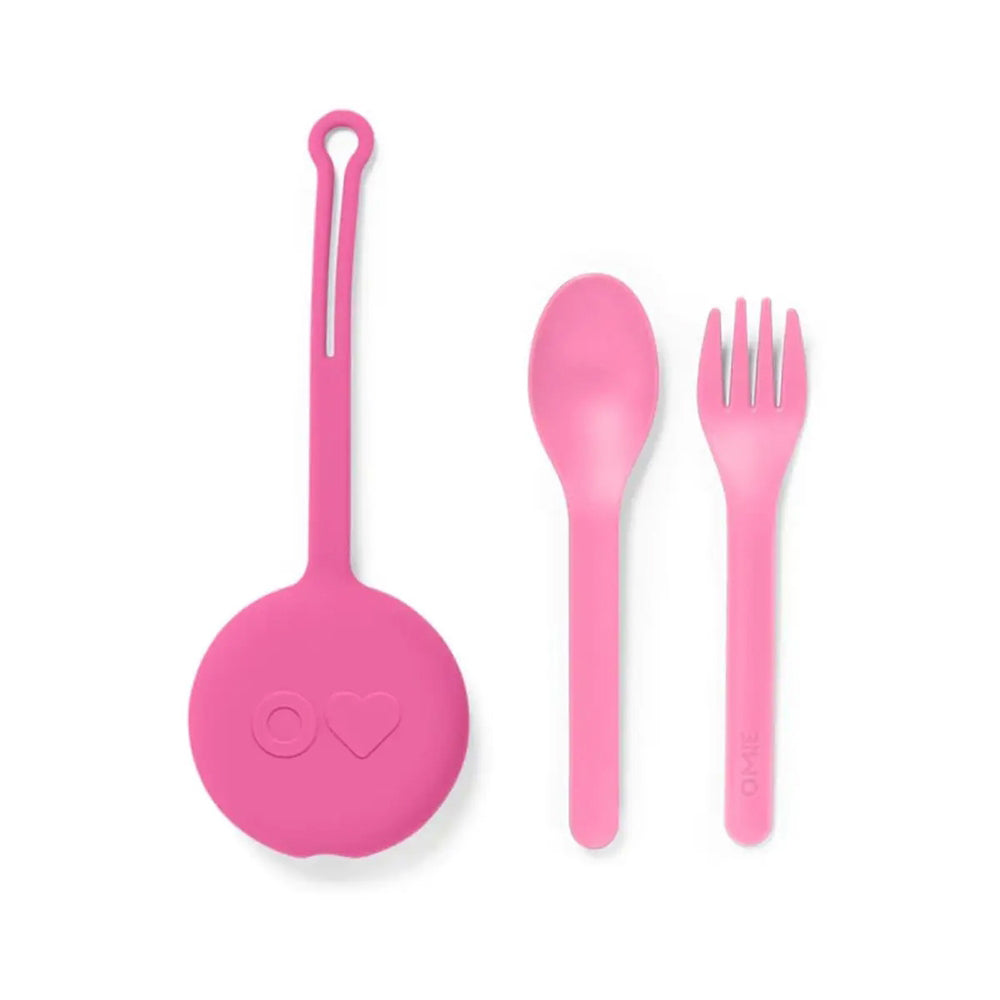 Omielife Omiepod Fork, Spoon & Pod Set - Bubble Pink