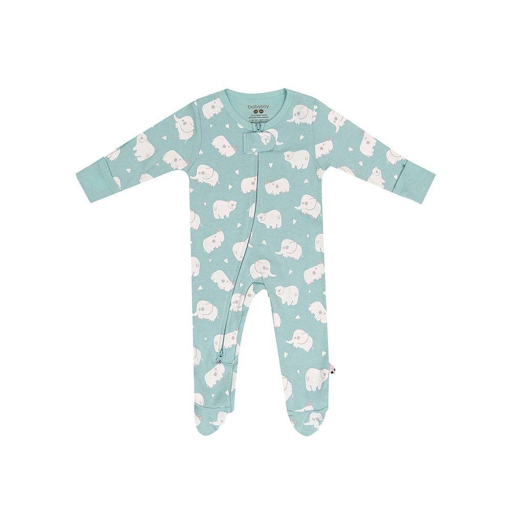 Babysoy Animal Pattern Harbor Zipper Footie for 12-18 Months