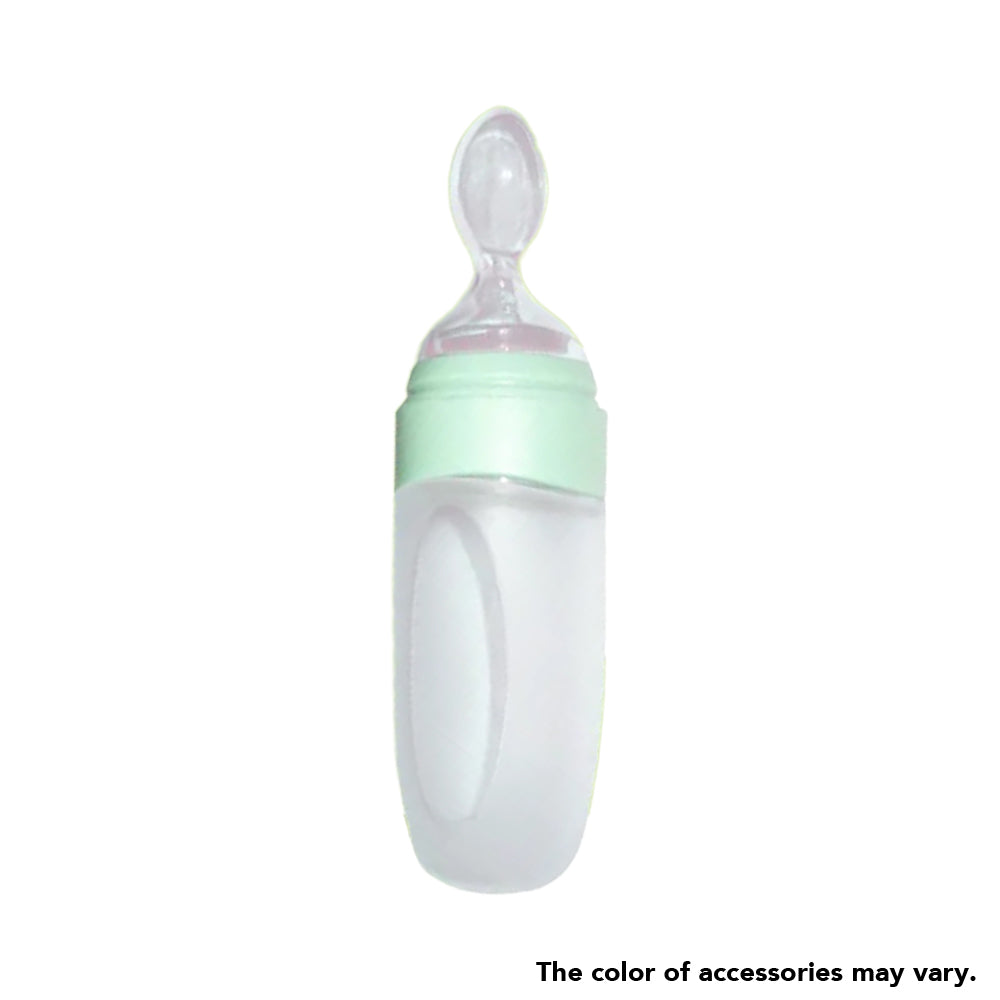 Little Green - Silicone Feeding Bottle with Spoon Pink