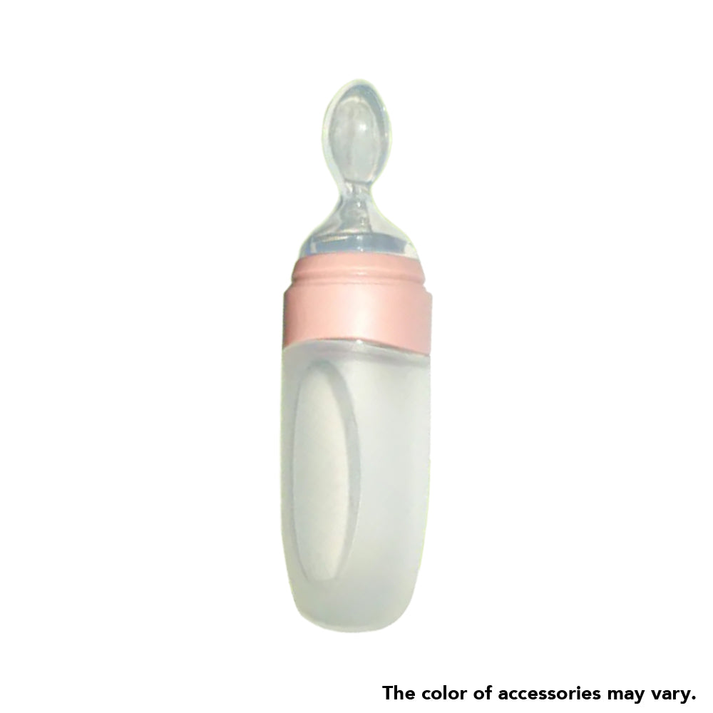 Little Green - Silicone Feeding Bottle with Spoon Pink