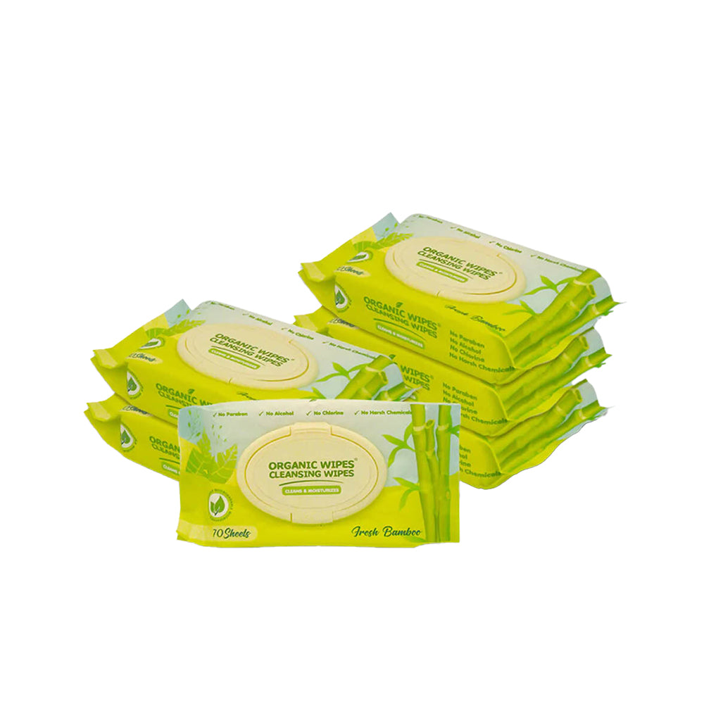 Organic Wipes Cleansing Wipes 70s (Pack of 6)