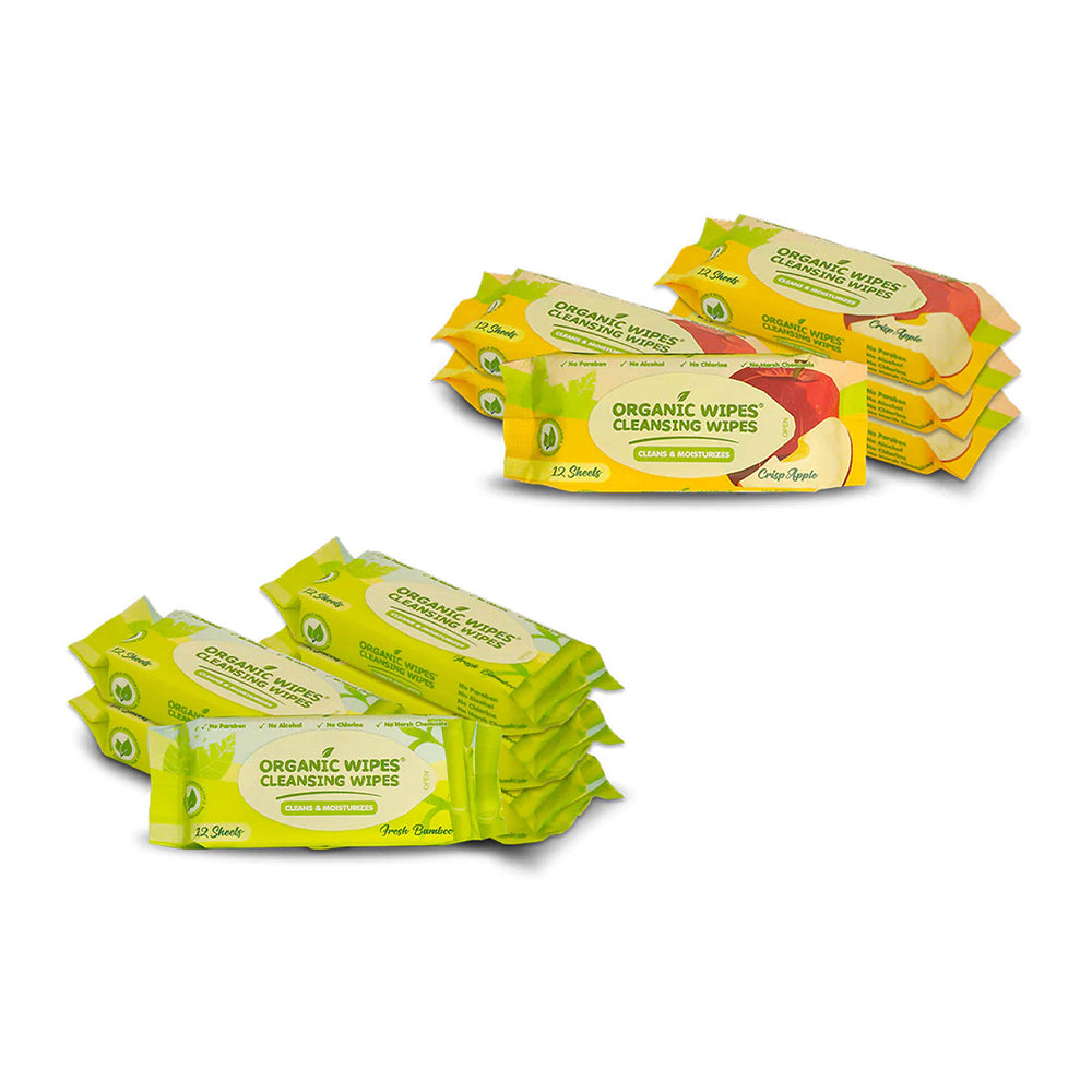 Organic Wipes Cleansing Wipes 12s (Pack of 6)