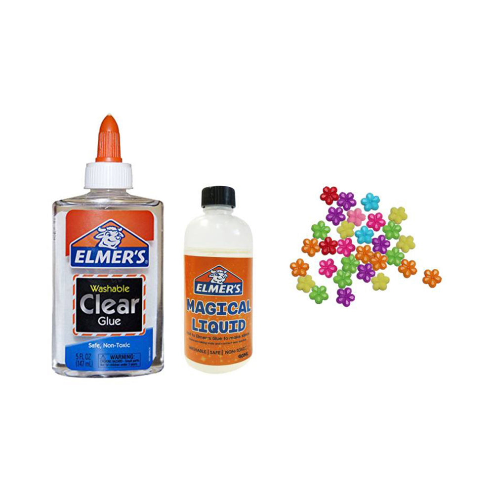 Elmers Slime Time! Fancy Slime Kit - Flower Beads ( Clear Washable Glue)