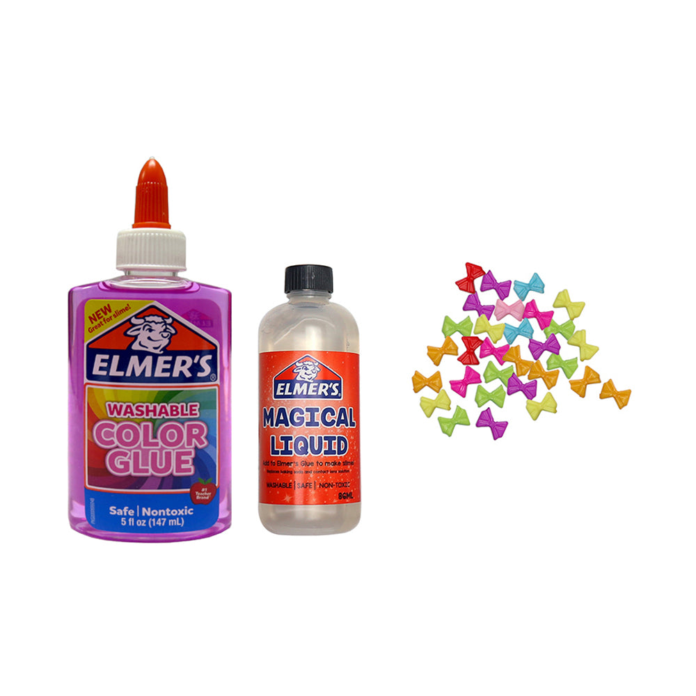 Elmers Slime Time! Fancy Slime Kit - Ribbon Beads ( Pink Washable Glue)