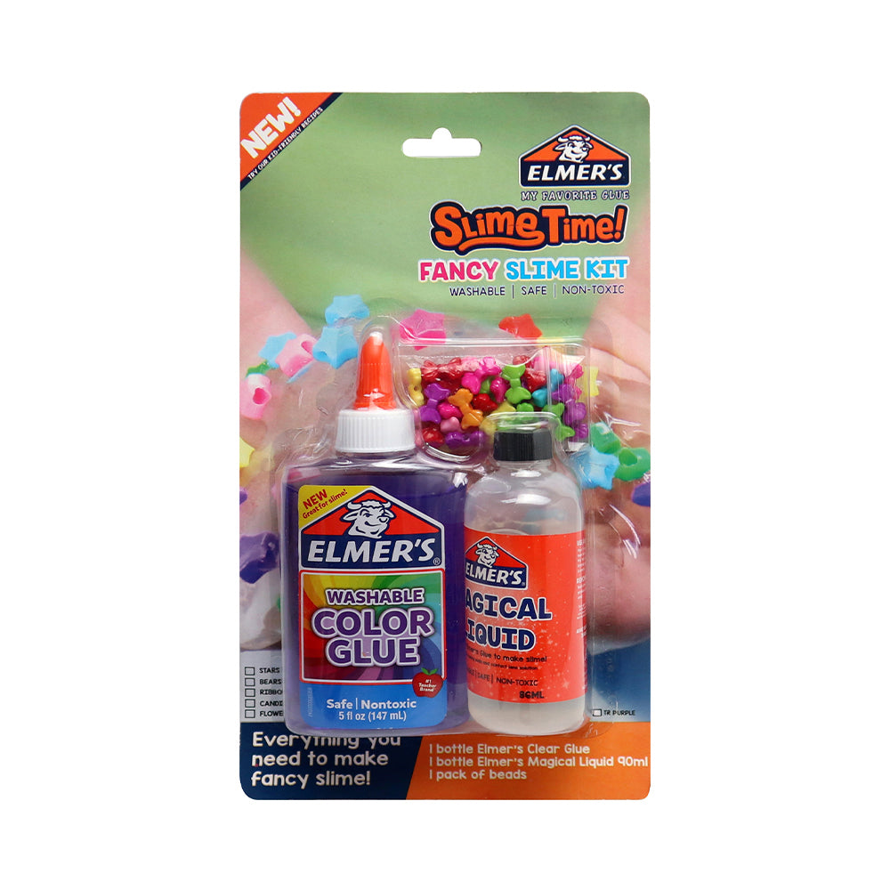 Elmers Slime Time! Fancy Slime Kit - Ribbon Beads ( Purple Washable Glue)
