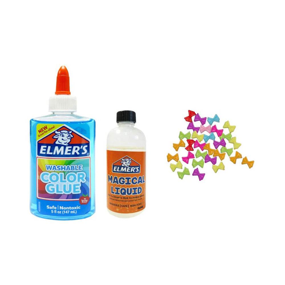 Elmers Slime Time! Fancy Slime Kit - Ribbon Beads ( Blue Washable Glue)