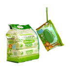 Organic Baby Wipes Eco-pack 64 Sheets Pack of 5 with Zip Clutch Re-useable Pouch