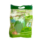 Organic Baby Wipes Eco-pack 64 Sheets Pack of 5 with Zip Clutch Re-useable Pouch