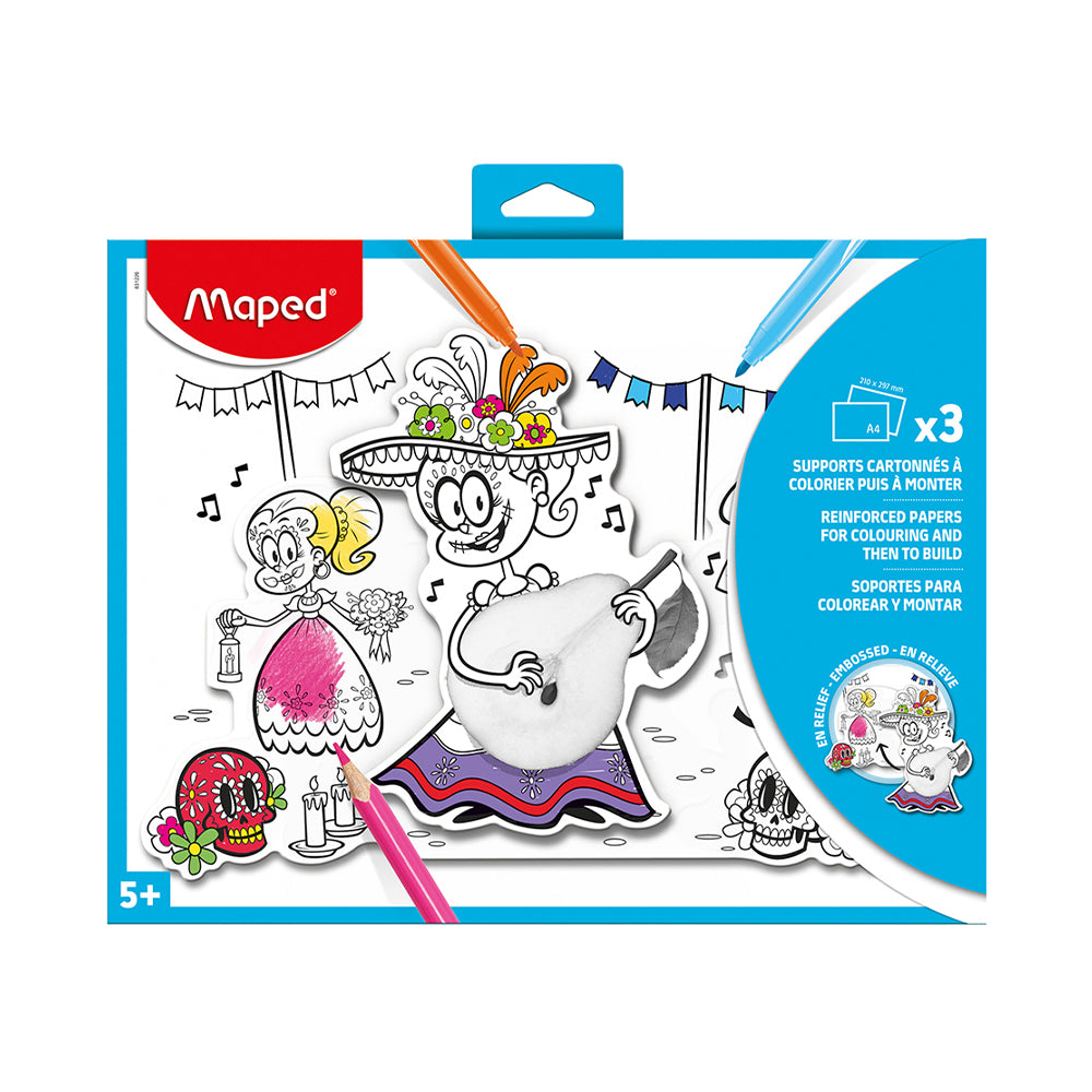 Maped Reinforced Papers for Colouring and Then to Build 3 sheets