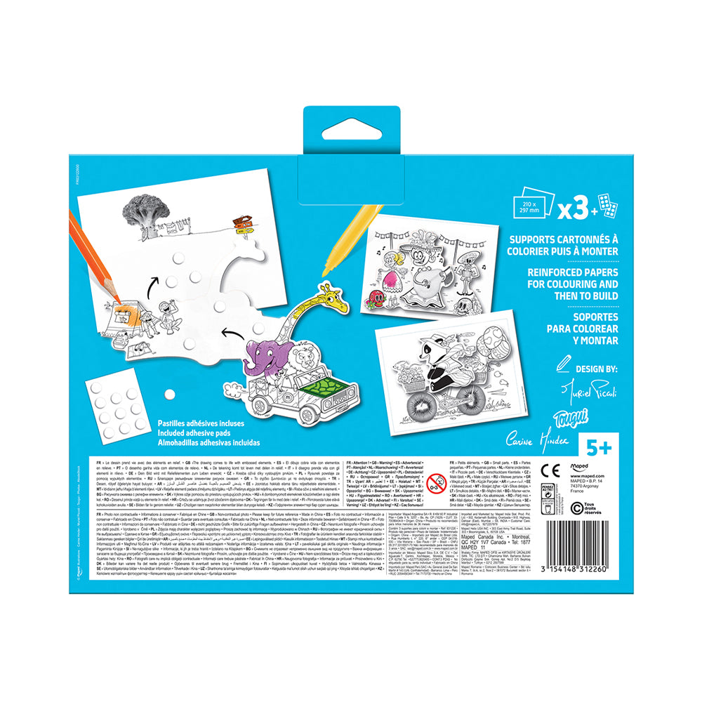 Maped Reinforced Papers for Colouring and Then to Build 3 sheets