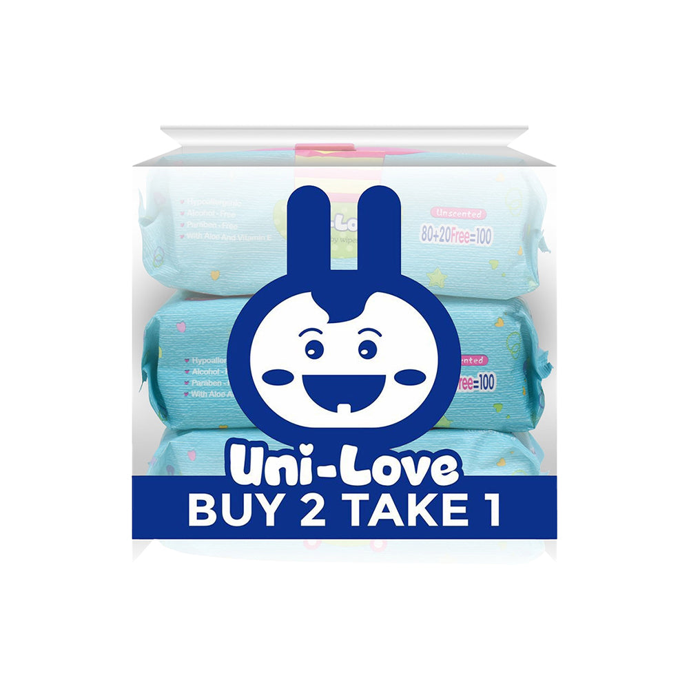 Uni-Love Unscented Baby Wipes 100's [Buy 2 Take 1]