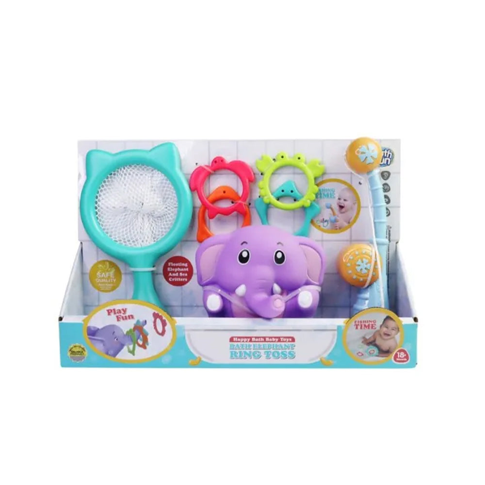 Happy Bath Baby Toys Bath Elephant Ring Toss