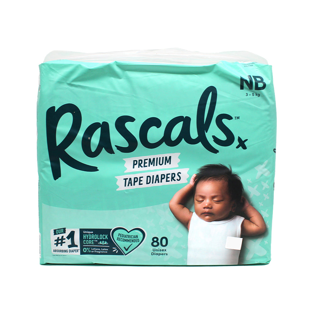 Rascal + Friends Premium Tape Diapers New Born (3-5 kg) 80 Pieces