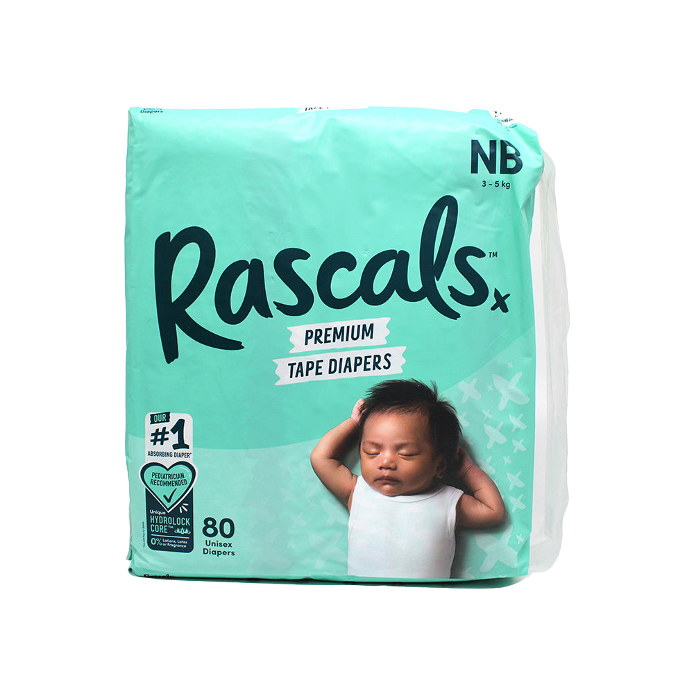 Rascal + Friends Premium Tape Diapers New Born (3-5 kg) 80 Pieces