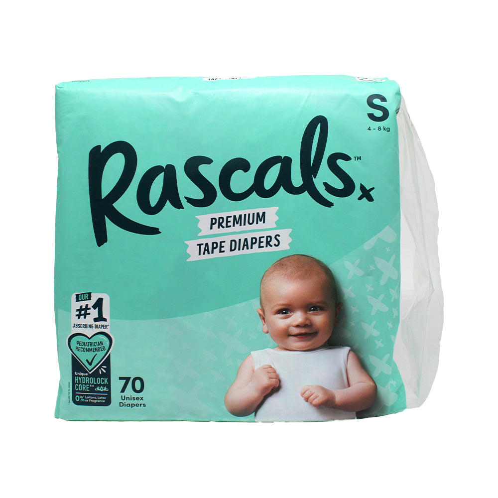 Rascal + Friends Premium Tape Diapers Small (4-8 kg) 70 Pieces