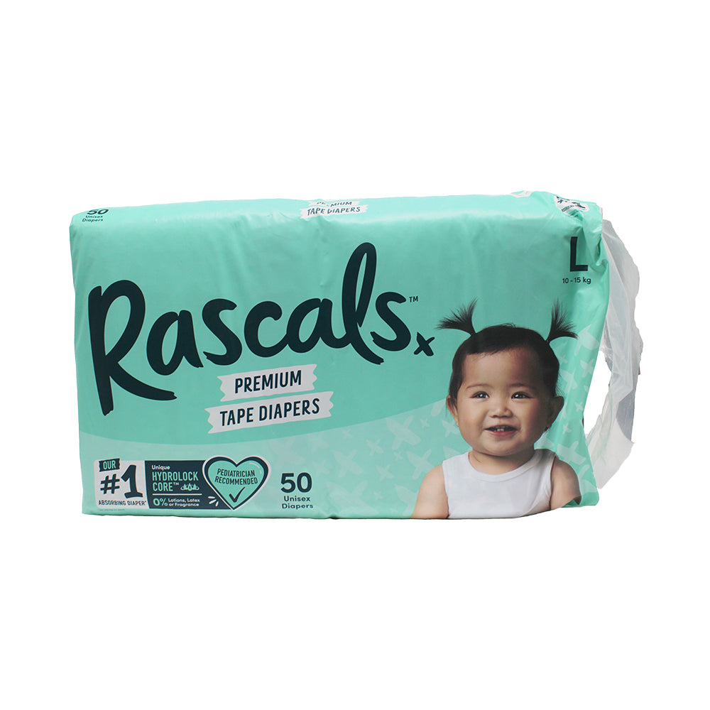 Rascal + Friends Premium Tape Diapers Large (10-15 kg) 50 Pieces
