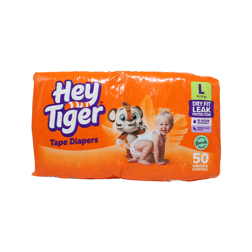 Hey Tiger Comfy Tape Diaper L (15-16 kg) 50 Pieces