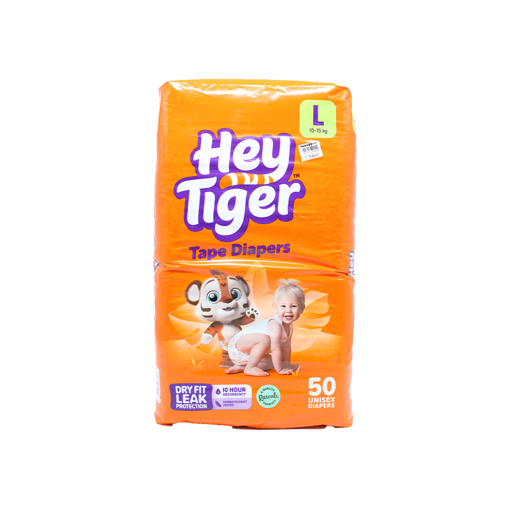 Hey Tiger Comfy Tape Diaper L (15-16 kg) 50 Pieces