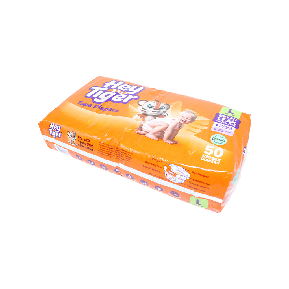 Hey Tiger Comfy Tape Diaper L (15-16 kg) 50 Pieces