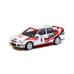 Tarmac Works Mitsubishi Lancer Evolution Rallye Monte-Carlo 1993 (Red/White) 1:64 Die-Cast Vehicle