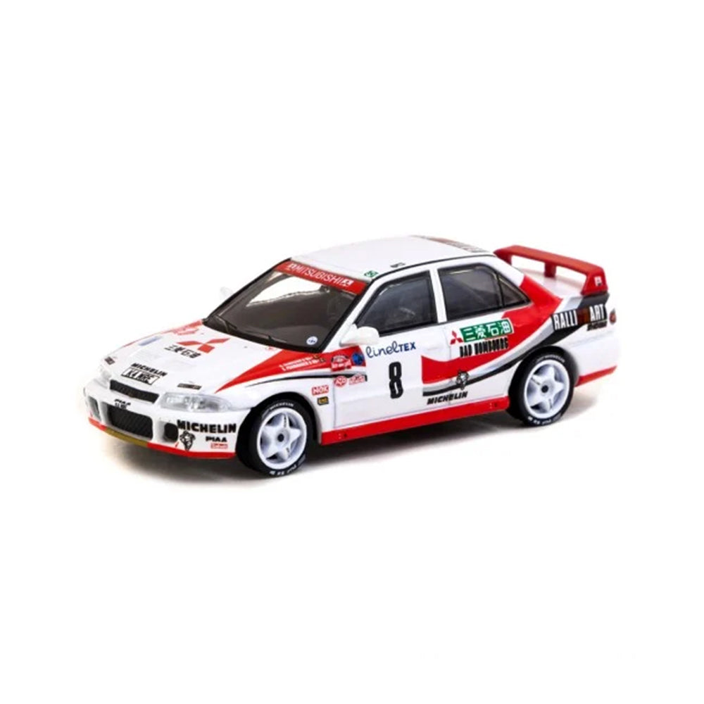 Tarmac Works Mitsubishi Lancer Evolution Rallye Monte-Carlo 1993 (Red/White) 1:64 Die-Cast Vehicle